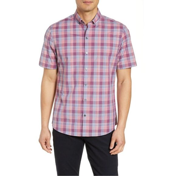 NWT ZACHARY PRELL Size M Sutherland Red Regular Fit Plaid Shirt MSRP $158 - Picture 1 of 9